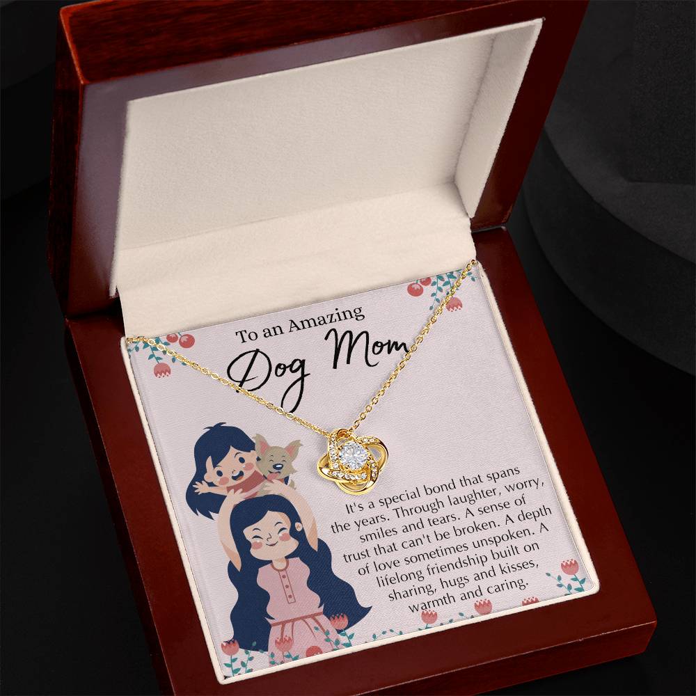 To An Amazing Dog Mom Love Knot Necklace From Daughter, Dog Mom Gift Necklace On Mother's Day, Dog Mom Necklace Jewelry Gift For Women, Dog Mama Sentimental Gift Necklace Dog Lover Gifts For Her