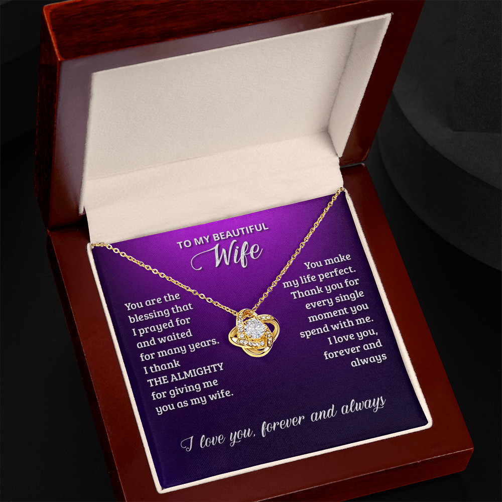 Beautiful Wife Gift Necklace, To My Wife Necklace From Husband, Wife Love Knot Necklace From Husband, Jewelry Gift For Women Badass Wife Gift Necklace, Soulmate Gift Necklace Gift From Men