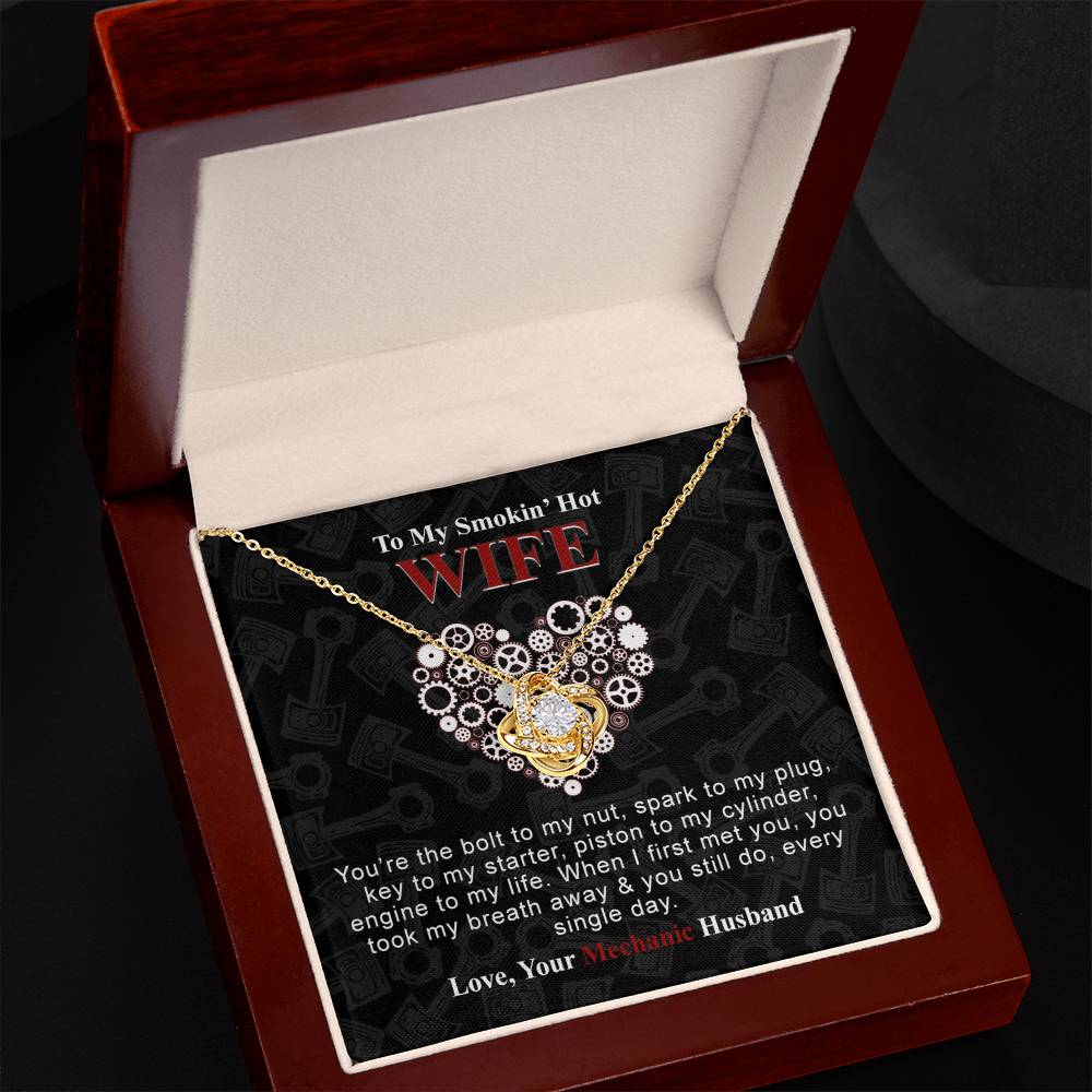 To My Smokin Hot Wife Necklace From Husband, Mechanic Necklace For Wife, Jewelry Gift For Women, Gift Necklace For Mechanic Wife Necklace From HUsband, Soulmate Gift Necklace For Women Love Knot