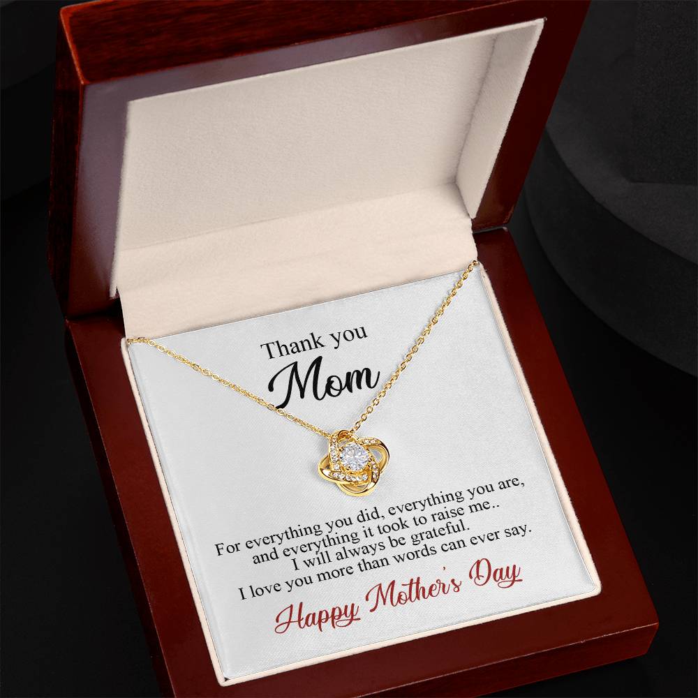 Thank You Mom Necklace Gift For Her, Happy Mother And Daughter Gift Necklace, To My Mom Necklace From Daughter, Thank You Card Gift For Mom On Mother's Day, Anniversary Necklace Gift For Her