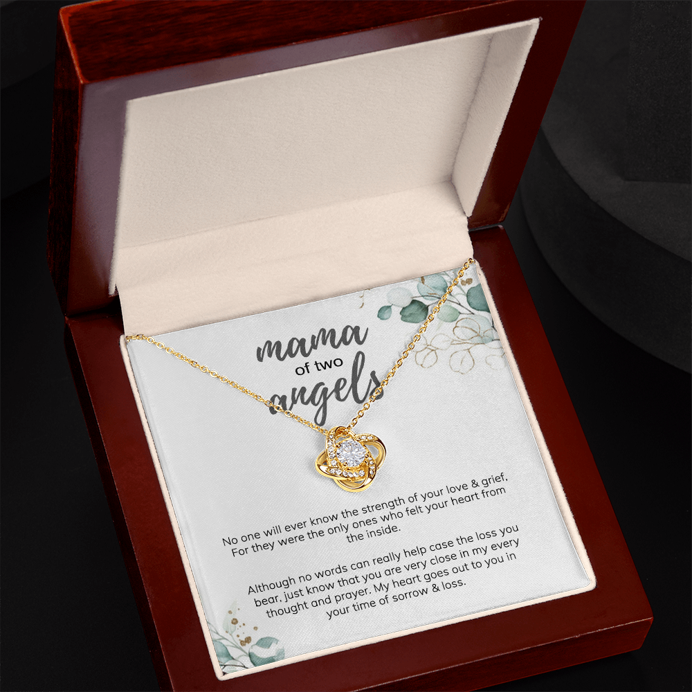Mama Love Knot Necklace, Mama Of Two Angels Necklace From Daughter, Love And Grief Necklace Gift For Mom, Mother's Day Necklace Gift For Mom, Jewelry Gift For Mom From Daughter Gift Necklace To Mom