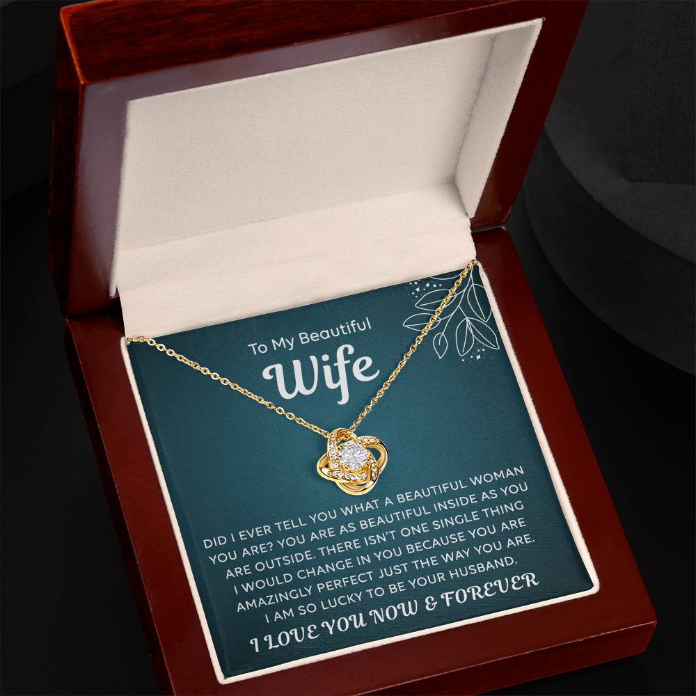 Wife Gift Necklace, To My Beautiful Wife Necklace From Husband, Wife Love Knot Necklace From Husband, Jewelry Gift For Women, Beautiful Women, Badass Wife Gift Necklace, Soulmate Gift Necklace