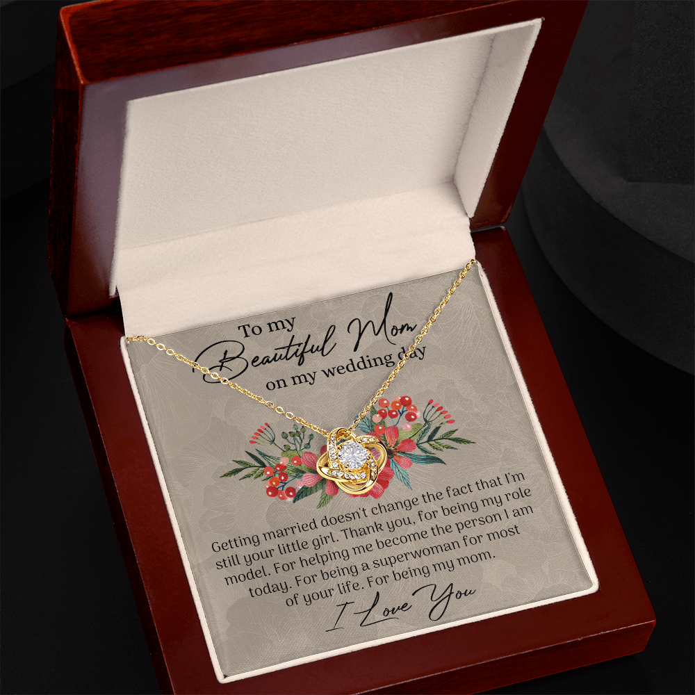 To My Beautiful Mom Necklace, Mom Wedding Gift Necklace from Bride, To My Beautiful Mom On My Wedding Day Necklace Mother of the Bride Gift Necklace Wedding Gift Necklace for Mom, Bride to Mom Gift