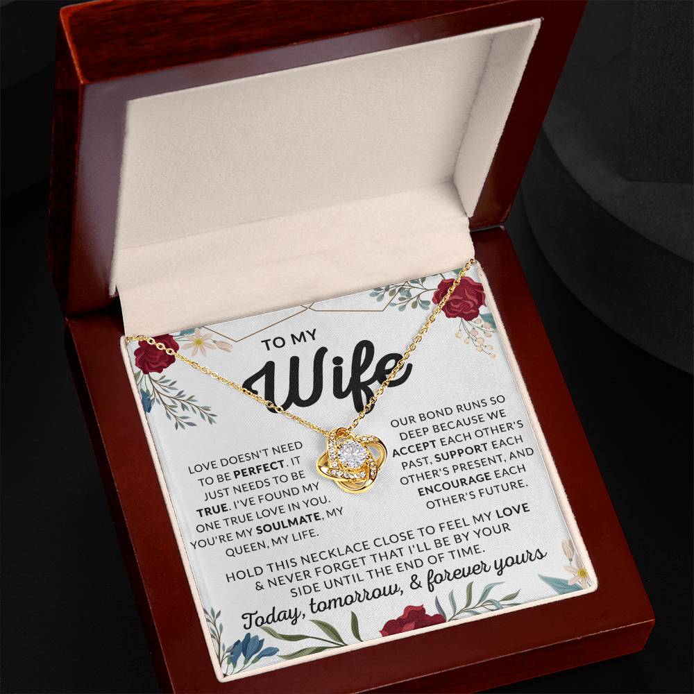 Wife Necklace Gift From Husband, To My Wife Love Knot Pendant Valentines Day Anniversary Jewelry with Message Card and Gift Box Gift for Wife Necklace Gift Set for Wife, Jewelry Gift For Women