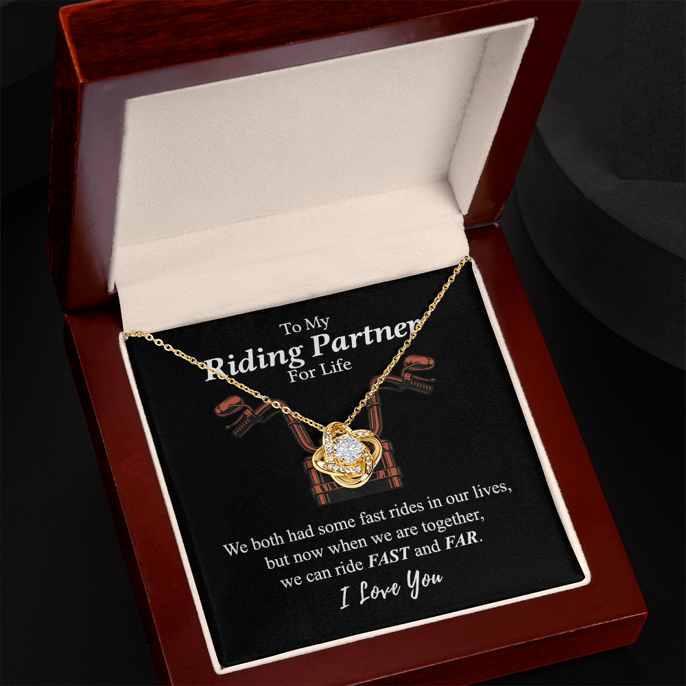 Gift Necklace For Motorcycle Wife, Love Knot Necklace Gift For Biker My Riding Partner For Life, Let's Ride Fast And Far Necklace, Necklace Pendant On Birthday Xmas Graduation Jewelry Gift For Women