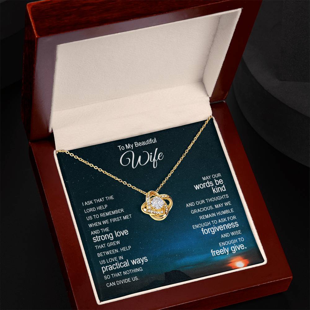 Beautiful Wife Gift Necklace, To My Wife Necklace From Husband, Wife Love Knot Necklace From Husband, Jewelry Gift For Women Badass Wife Gift Necklace, Soulmate Gift Necklace, Strong Love Pendant