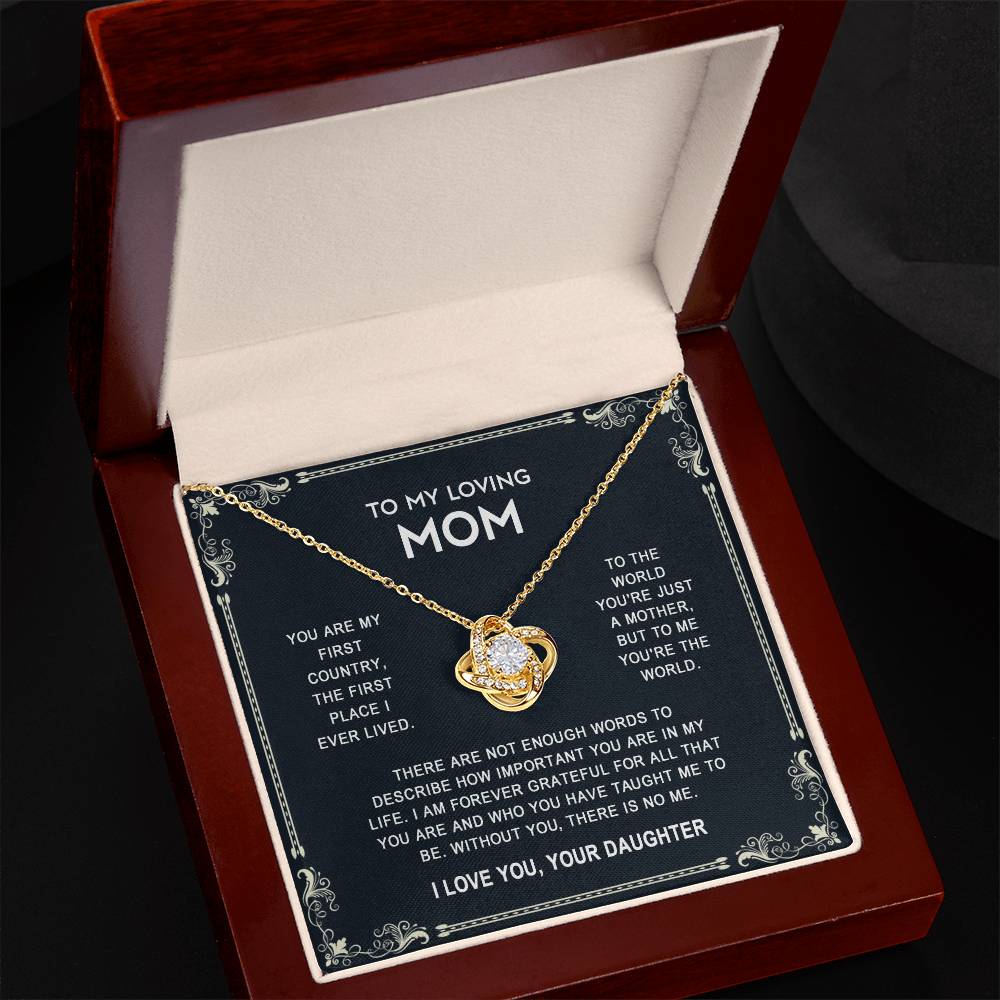 Loving Mom Necklace, Mother And Daughter Love Knot Necklace, To My Loving Mom Necklace From Daughter Gift On Birthday Gift Anniversary Mother's Day Necklace Pendant For Mom Jewelry Gift For Women