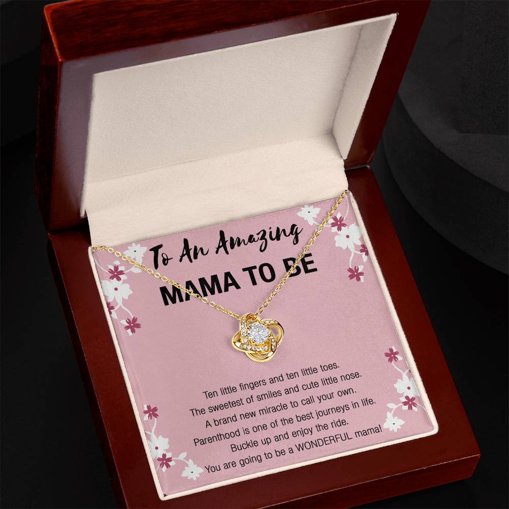 Mama To Be Necklace, To An Amazing Mama To Be Necklace From Daughter, Little Girl Necklace Gift For Mom, Wonderful Mama Pendant, Daughter And Mother Love Knot Necklace Gift For Mom Jewelry To Mama