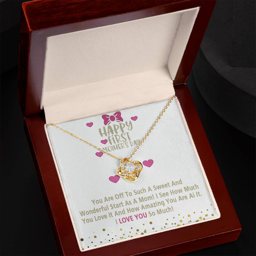 Happy Morther's Day Necklace, To My Mother Lovev Knot Necklace Gift Form Daughter, First Mother Day Necklace Gift, Mother And Daughter Gift Necklace For Mother Gift Necklace Jewelry Gift For Women