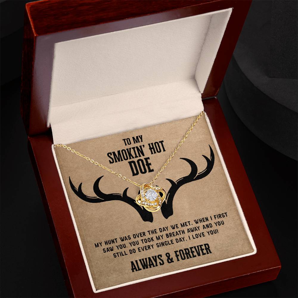 To My Smokin Hot Doe Necklace From Husband, Man, Smokin Hot Doe Gift Necklace For Wife Girlfriend Soulmate Necklace for Wife, Love Knot Pendant Smokin Hot Doe Gift Necklace, Jewelry Gift For Women