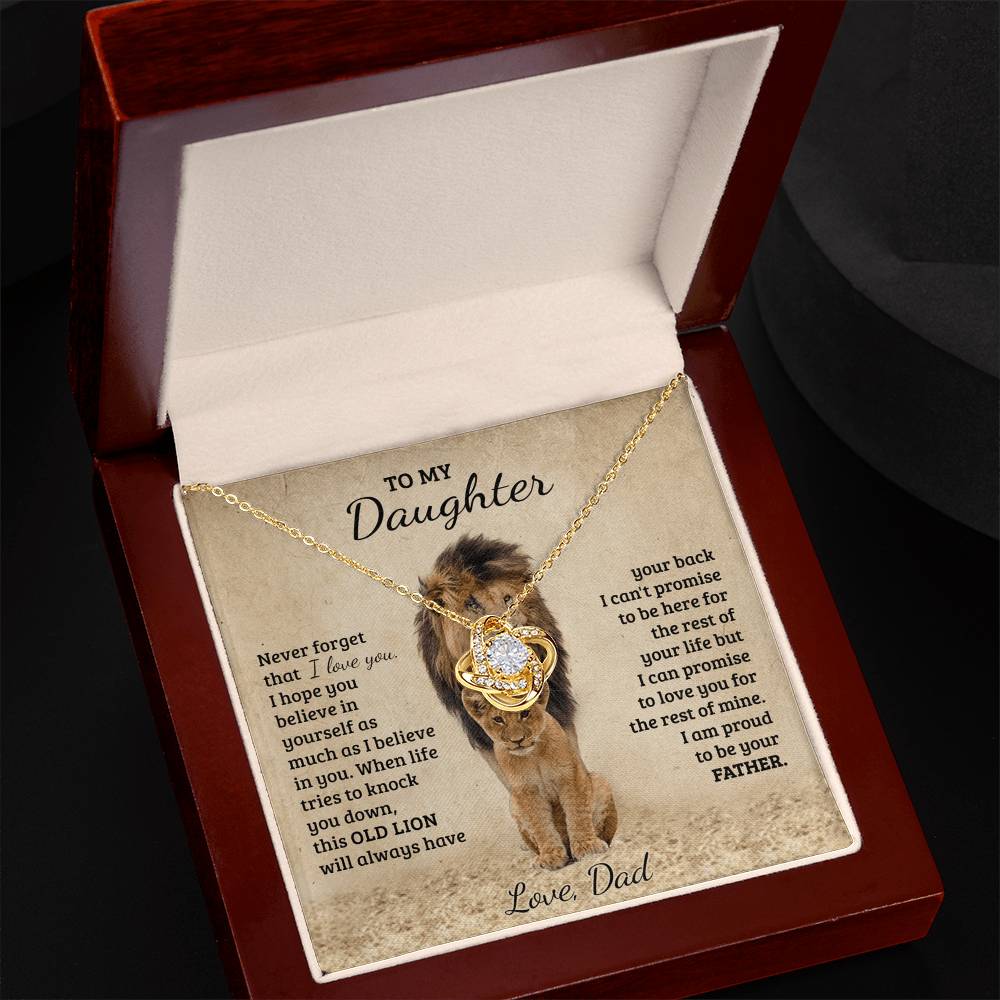To My Daughter Gift Necklace from Dad Old Lion Your Back Believe Rest of Mine Personalized Chain Necklace Jewelry for Women Birthday Valentine Mother Jewelry Gift For Girls, Little Girl