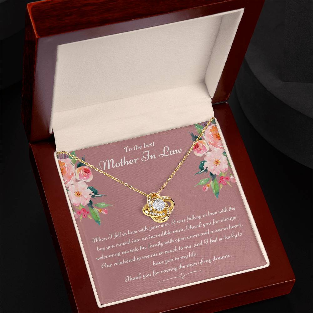 To The Best Mother In Law Gifts Love Knot Necklace, Mother's Day Necklace Gifts