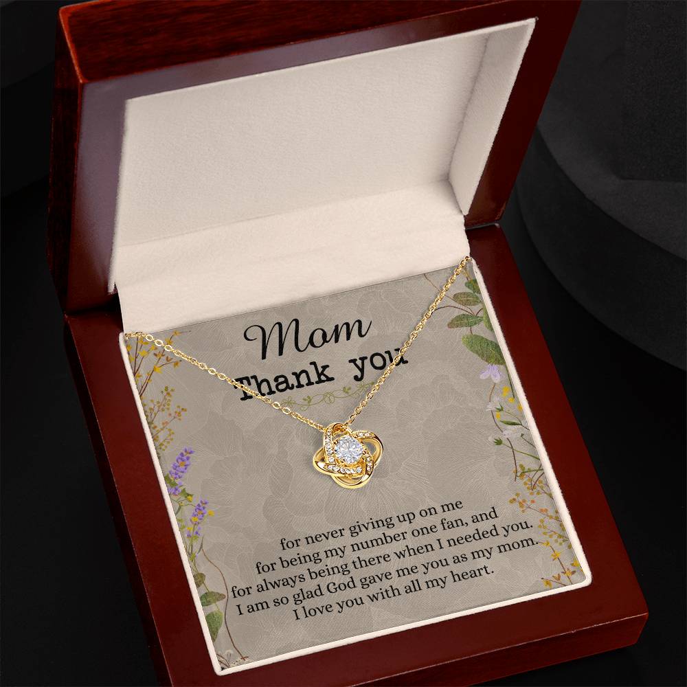 Mom Thank You Gift Necklace, To My Mom Love Knot Necklace From Daughter Necklace Gift For Mom Mother's Day Necklace Gift For Mom, Birthday Gift For Mom Anniversary Jewlry Gift For Women, Mom
