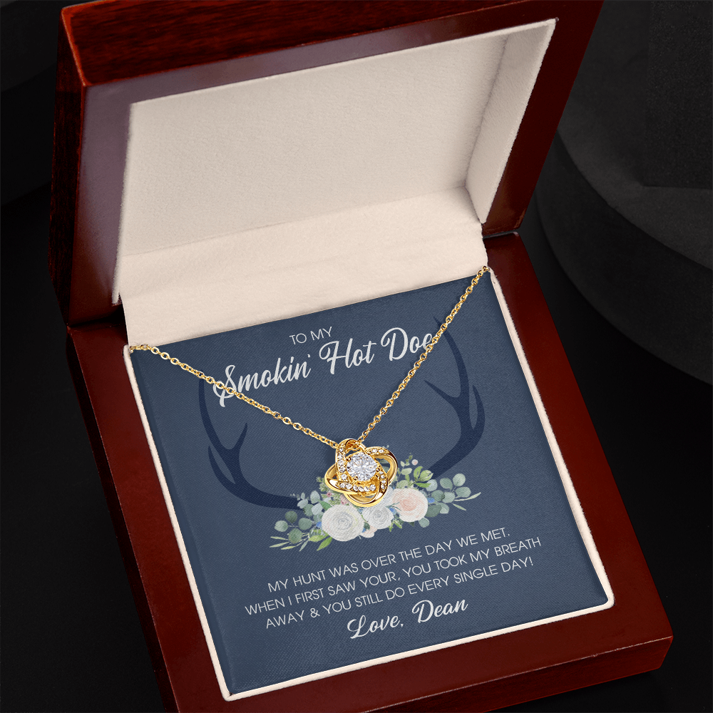 To My Smokin' Hot Doe Necklace Gift From Husband, Boyfriend, Love Knot Necklace Gift For Smokin' Hot Doe Hunting Gift Necklace for Women Gift Necklace for Her Romantic Girlfriend Gift Necklace