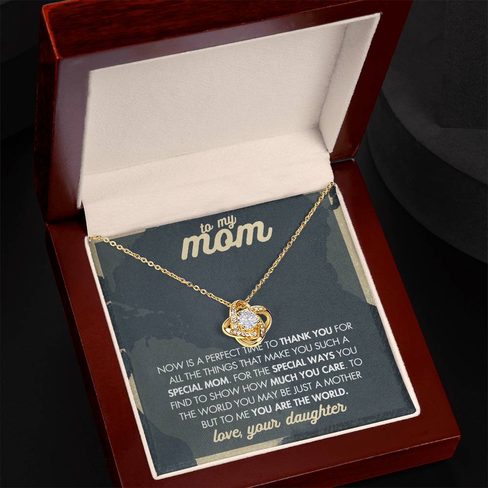 Mother And Daughter Necklace, To My Mom Love Knot Necklace From Daughter, Now Is A Perfect Time To Thank You Necklace Gift For Mom, Mother On Birthday Gift Anniversary Wedding Day Necklace For Mom