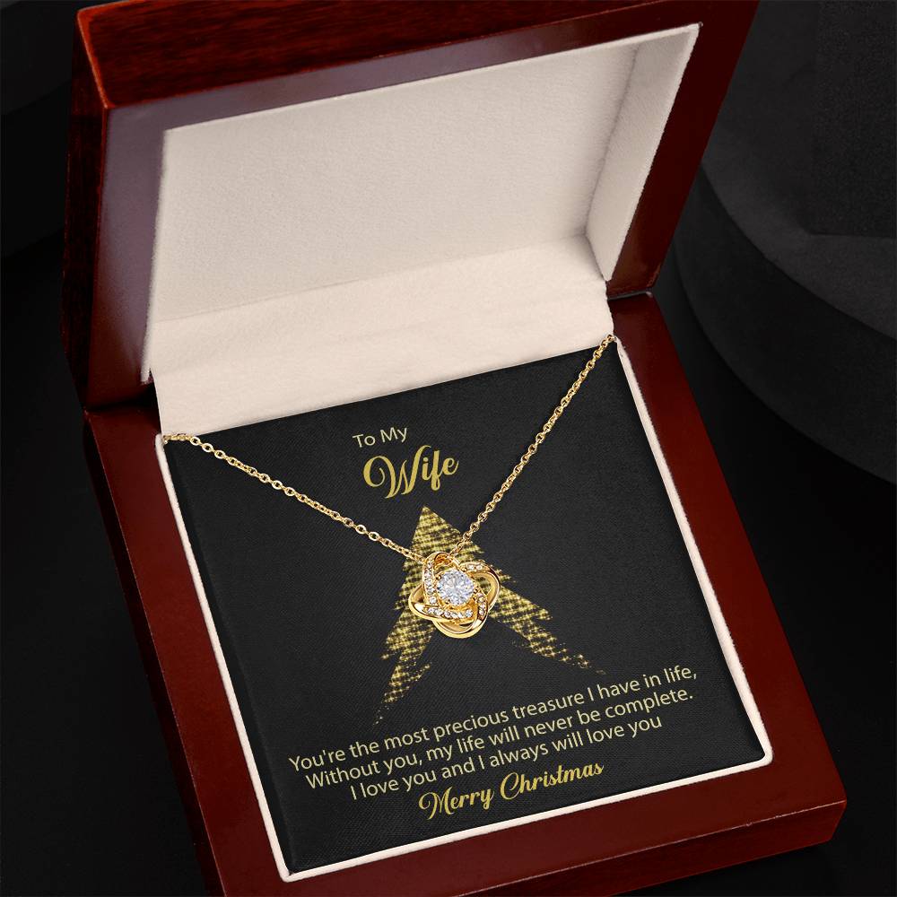 To My Wife Gift Necklace From Husband, Gift Necklace For Wife, Soulmate Gift Necklace Girlfriend, Husband To Wife Love Knot Pendant, Jewelry Gift For Women, Merry Christmas Necklace Gift For Wife