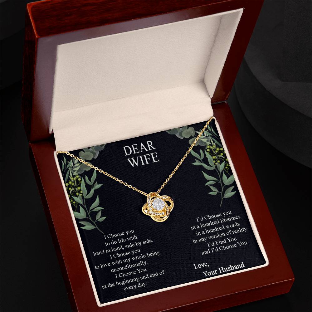 Dear Wife Necklace From Husband, Love Your Husband Necklace Gift For Wife, I Choose Gift Necklace, To My Wife Necklace Gift From Husband Love Knot Necklace Gift For Wife, Soulmate Gift Necklace