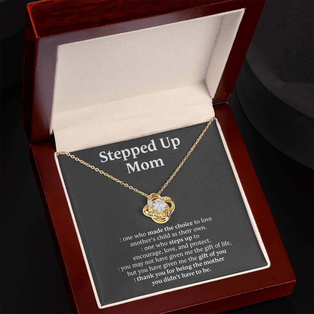 Inspirational StepMom Gifts Stepped Up Mom Necklace Birthday Gift for Bonus Mom