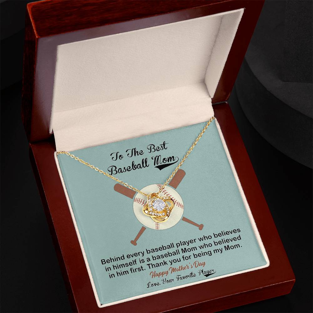 Baseball Mom Gift Necklace, To the Best Baseball Mom Necklace From Daughter, Favorite Player Necklace Gift For Mom, Baseball Mom Love Knot Necklace Jewelry Gift For Women, To The Best Mom Necklace
