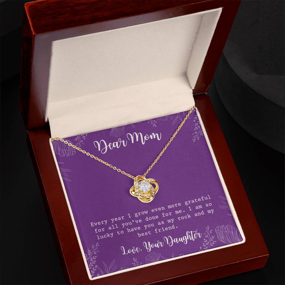 To My Mom Necklace From Daughter, My Best Friend Gift Necklace For Mom On Mothers Day, Birthday Gift Anniversary, Love Knot Pendant Gift For Her, Jewelry For Mom, Dear Mom Gifts Necklace