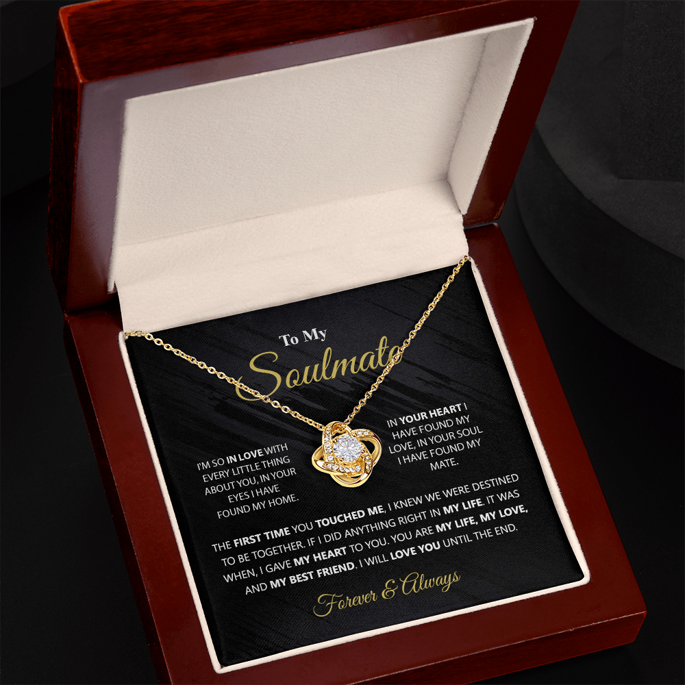 To My Soulmate Gift Necklace From Husband, Boyfriend, Valentines Gift Necklace For To My Wife Love Knot Necklace for Her Romantic Soulmate Gift Necklace, Girlfriend Gifts Necklace Message Card