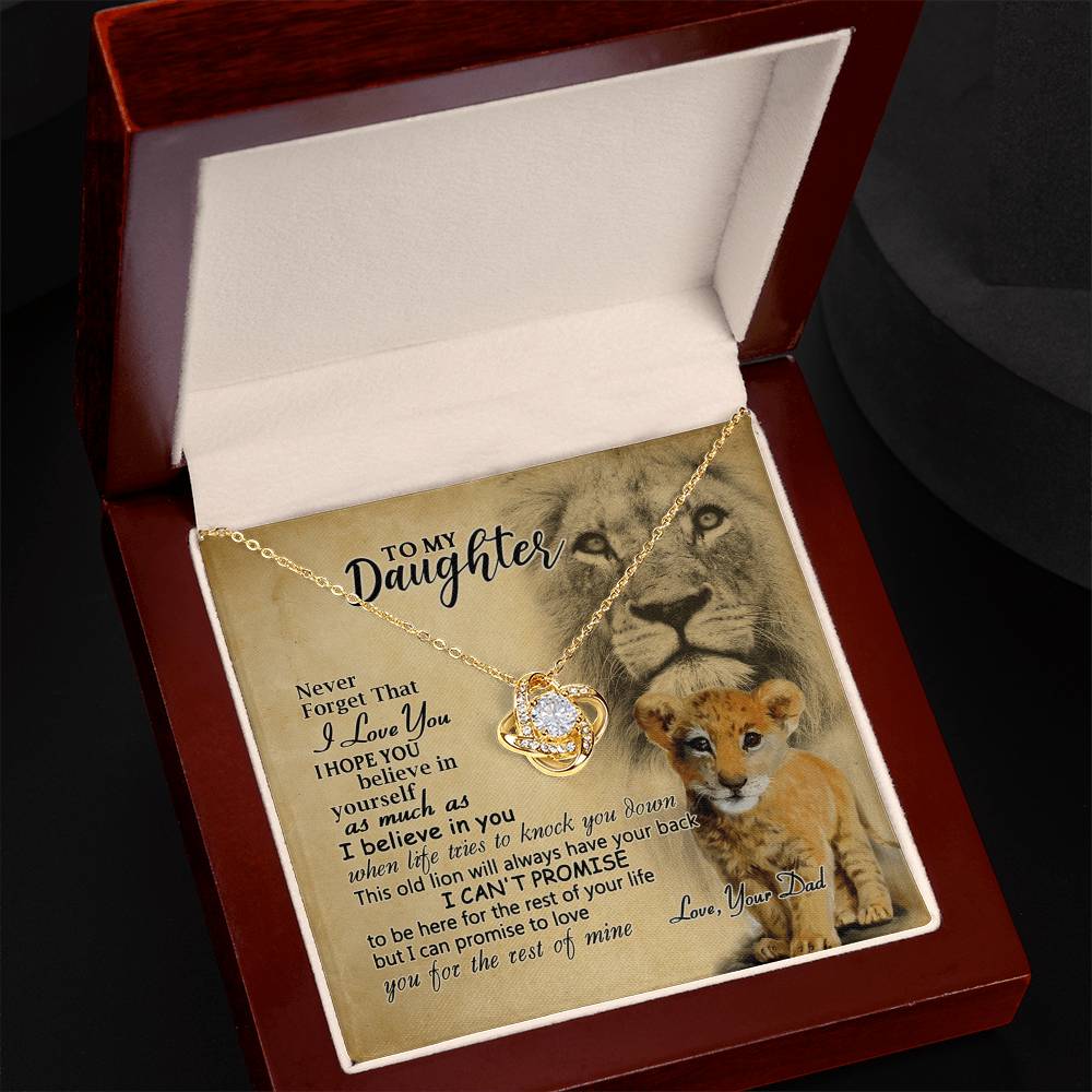 Daughter Gifts Necklace from Lion Dad to Daughter, Father Daughter Necklace, To My Daughter Lion Love Knot Necklace Gift Dad And Daughter Necklace Gift on Birthday Gift Anniversary Graduation Gift