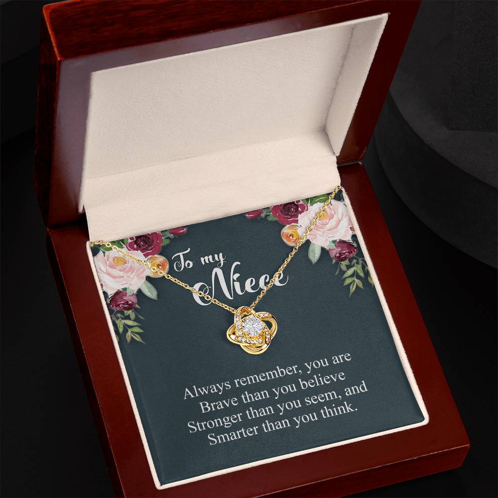 To My Niece Pendant Gift Necklace From Aunt, Niece Confirmation, Niece Birthday With Message Card and Gift Box Niece Necklace Gift from Aunt or Uncle You Are Braver, Smarter, Stronger Jewelry