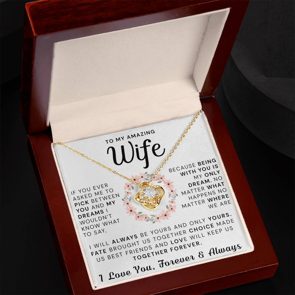 To My Amazing Wife Necklace From Husband, Gift Necklace For Wife, Soulmate, Girlfriend Necklace Gift On Valentine's Day Anniversary, Husband To Wife Love Knot Pendant Gift From Husband, Boyfriend