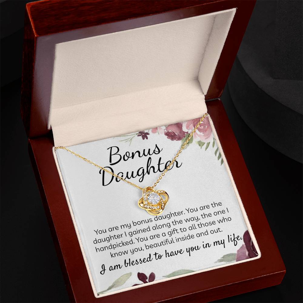 Bonus Daughter Gift Necklace - Stepdaughter Gifts From Stepmom, Adopted Daughter Necklace From Unbiological Mom, Bonus Daughter And Bonus Mom, To My Stepdaughter Necklace Jewelry Gift For Girls