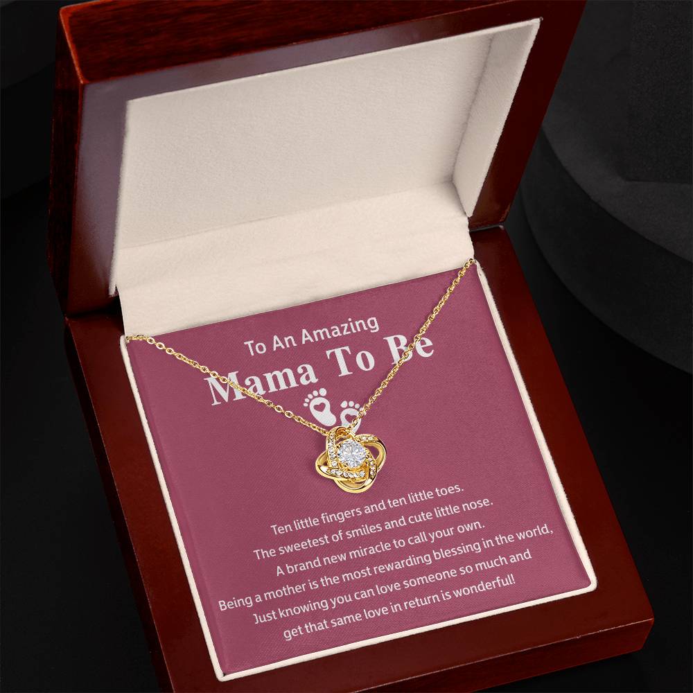Mama To Be Gift Necklace, To An Amazing Mama To Be Necklace From Daughter, Mama To Be Love Knot Necklace, Wonderful Mom Gift Necklace From Daughter, Jewelry Gift For Women, Mama To Be Necklace Gift