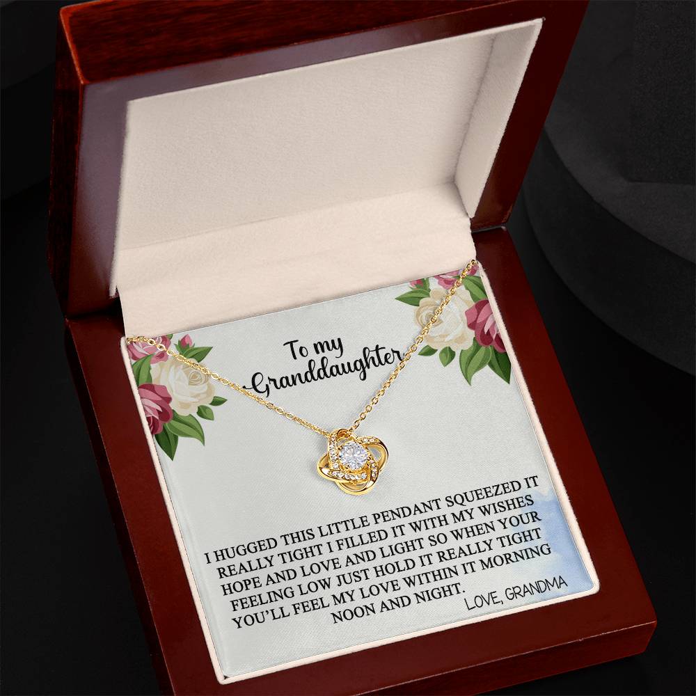 Love Knot Necklace Granddaughter Gifts From Grandma Grandpa - Granddaughter Necklace Card Message Gifts With Message Card and Gift Box On Graduation Gift Birthday Gift Christmas Inspirational Quotes