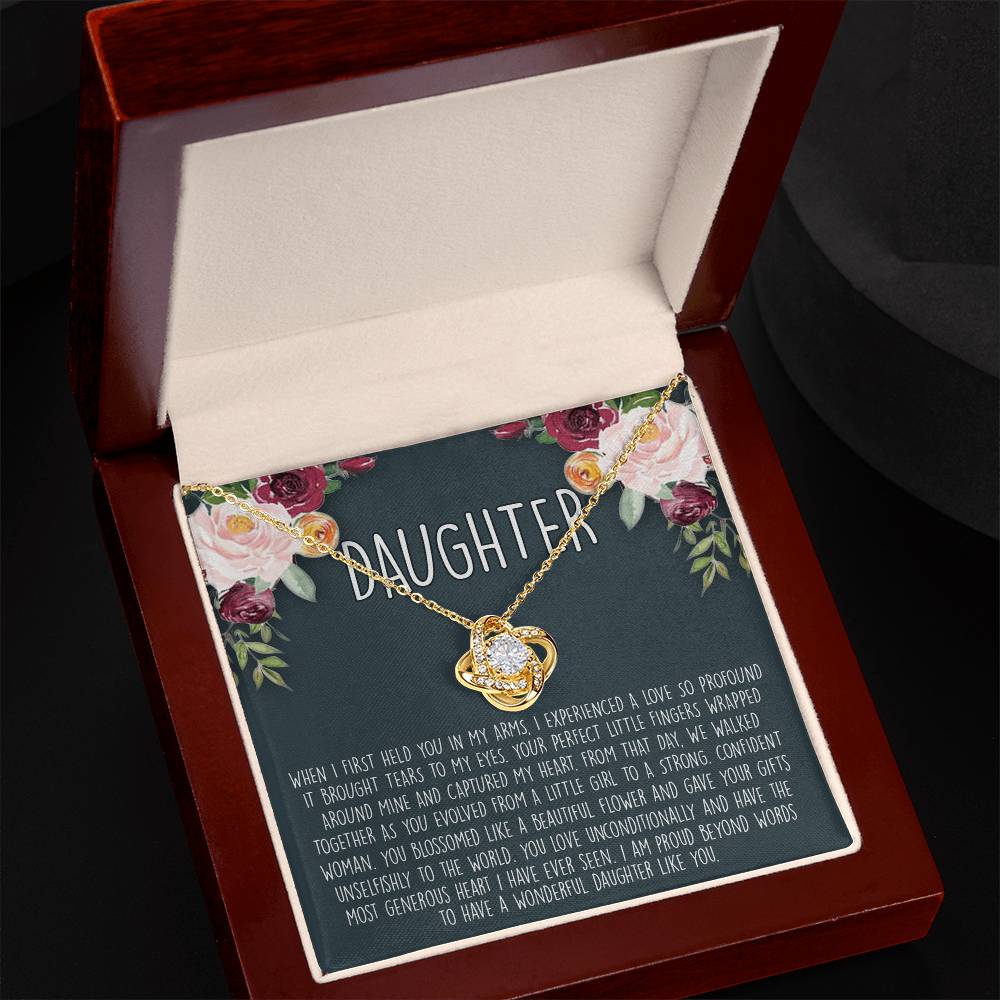 To My Daughter Love Knot Necklace From Parent And Daughter Love Knot Pendant Gift For Daughter From Mother Father To Daughter Love Knot Jewelry Gift For Girls, Wonderful Daughter Necklace