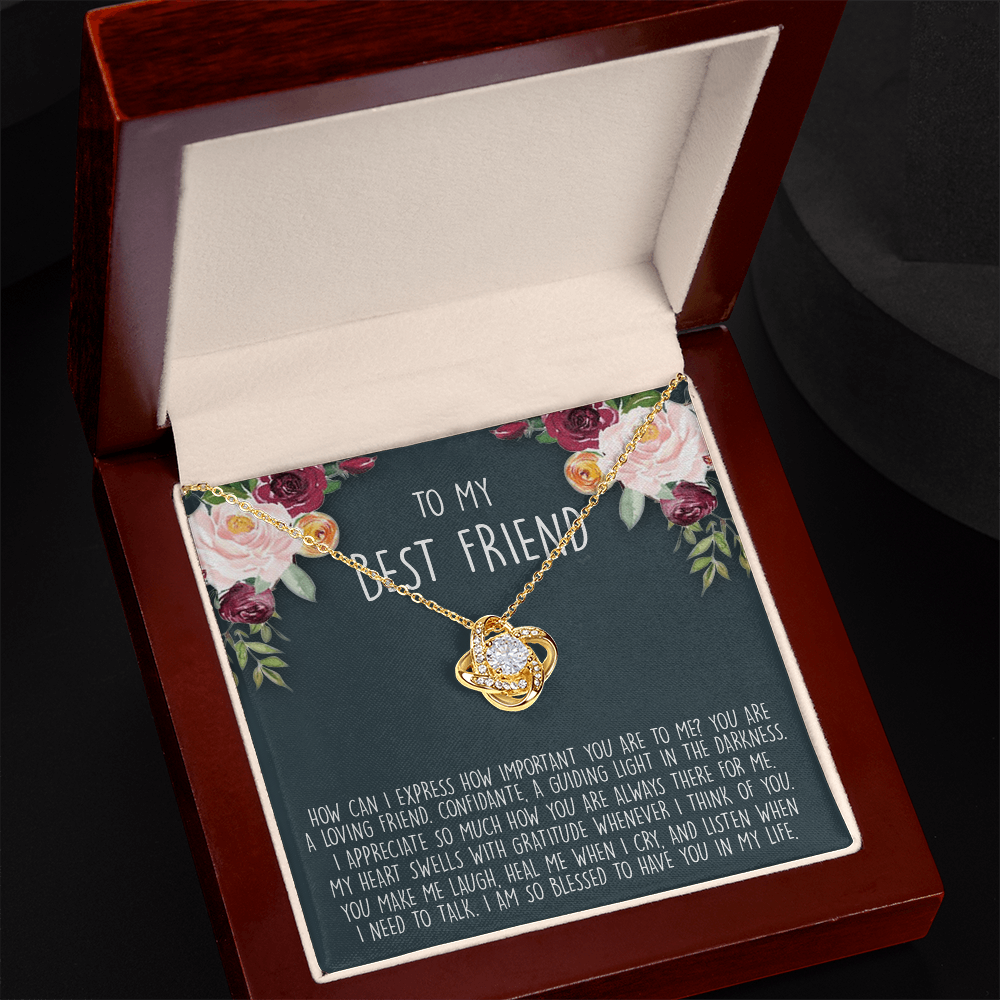 To My Best Friend Gift Necklace From Friend - BFF Gift Necklace, Gifts Pendant For BFF, Love Knot Necklace Gift For Friend, BFF With Message Card and Gift Box Necklace On Birthday, Anniversary