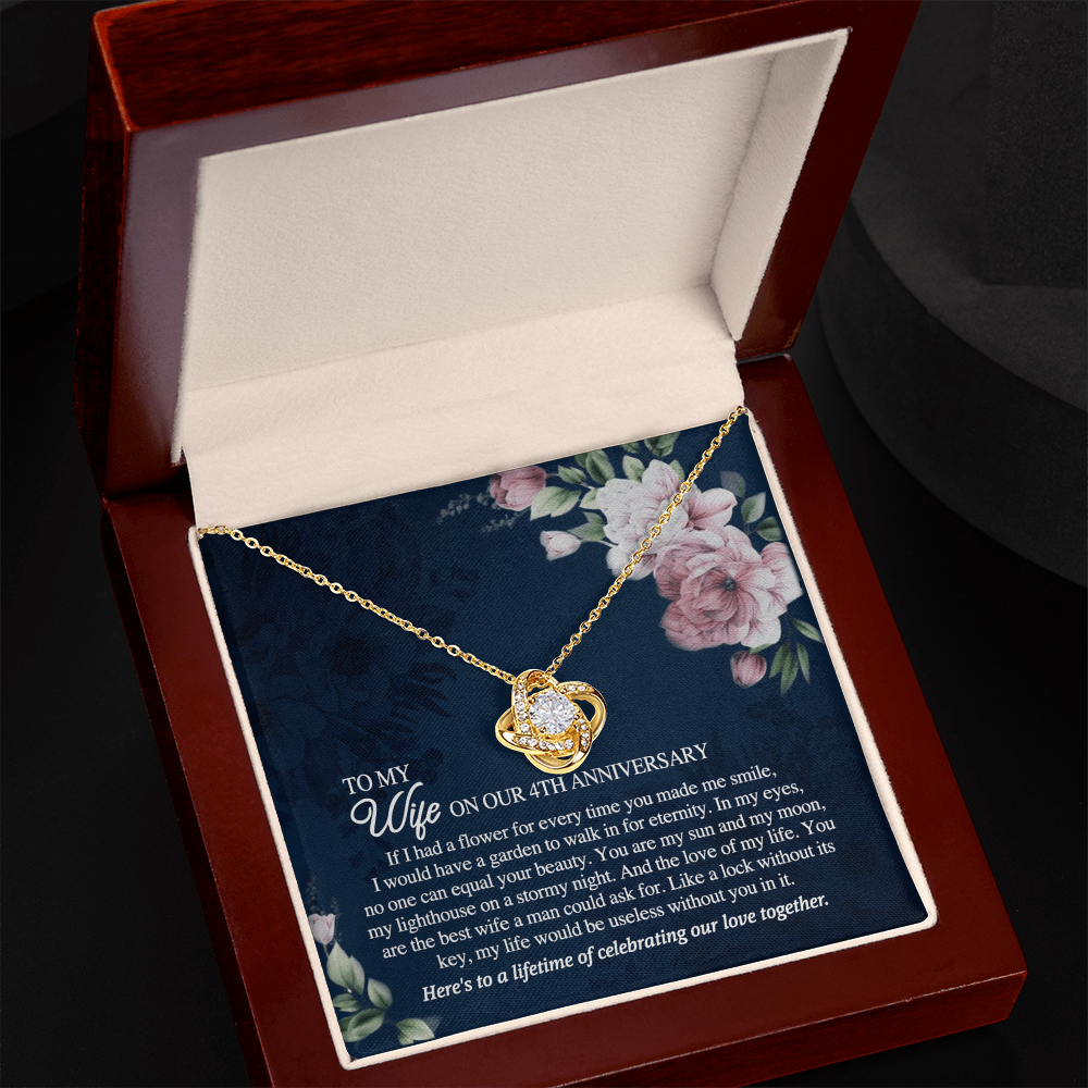 4th Anniversary Necklace Gift For Wife, 4TH Necklace Gift For Wife, Anniversary Necklace Gift For Wife, Soulmate Gift Necklace, To My Wife On Our 4th Anniversary Love Knot Necklace From Husband