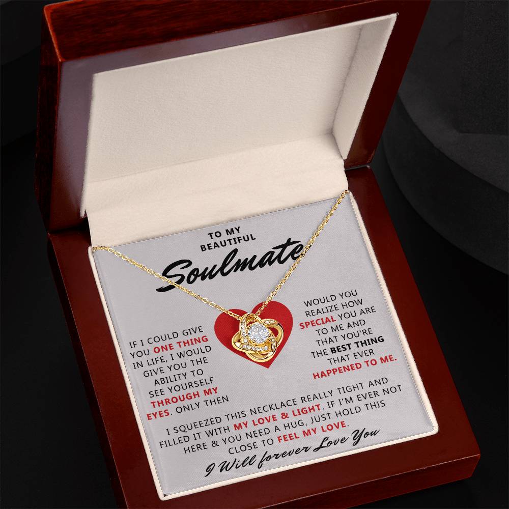 To My Beautiful Soulmate Necklace From Husband, Boyfriend, Anniversary For Wife Necklace, Jewelry Gift For Wife, Soulmate Gift Necklace for Her Romantic, Girlfriend Gifts Necklace Message Card