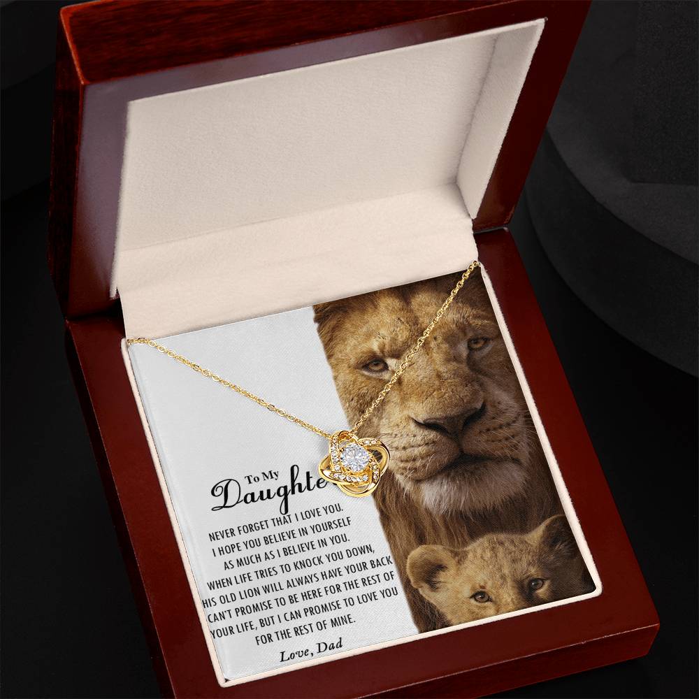 Love Knot Gifts to My Daughter This Old Lion Will Always Have Your Back Necklace For To My Daughter Necklace From Dad - Father And Daughter Gifts Jewelry Gift For Girls, Little Girl Necklace