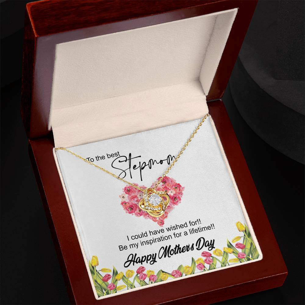 To The Best Stepmon Necklace, Happy Mother's Day Necklace Gift From Daughter, Son To My Step Mom Necklace From Daughter, Stepmom Gift Necklace, Boyfriend's Mom Gift Necklace, Love Knot Gift For Mom