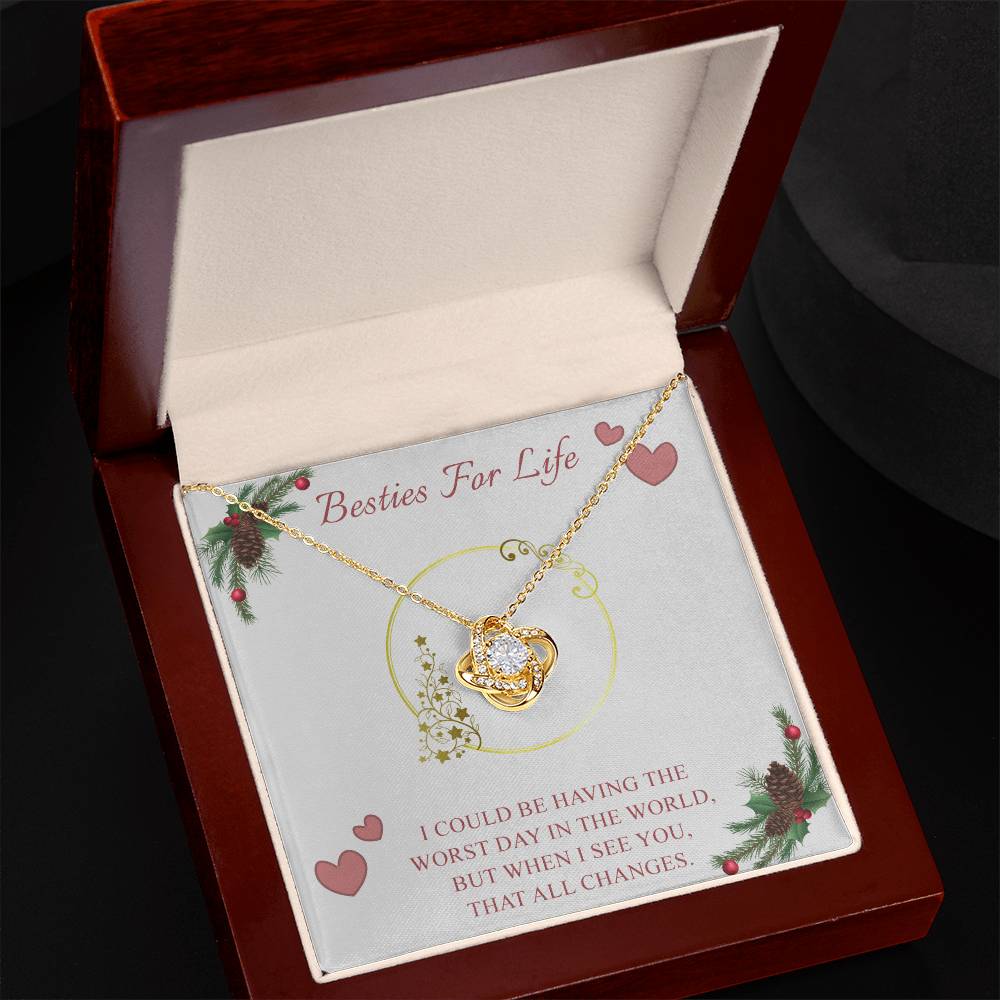 Gifts Necklace For Besties, To My Besties Love Knot Necklace From Friend, Best Friend Birthday Gift Necklace, Long Distance Best Friend Necklace, Besties For Life Necklace Jewelry Gift For Girls