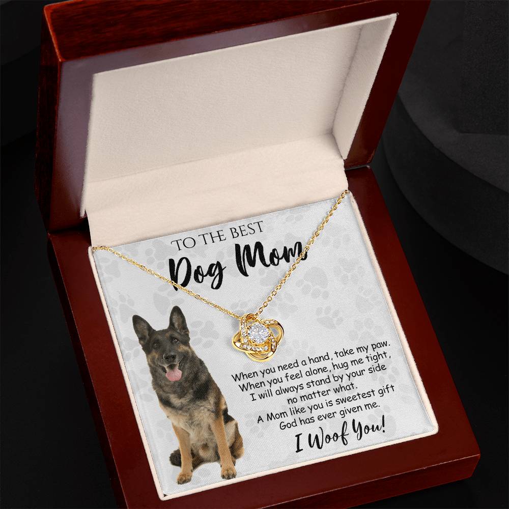 To The Best Dog Mom Love Knot Necklace From Daughter Mother's Day Necklace Gift, German Shepherd Love Knot Pendant, Jewelry Gift For Women, Dog Lovers German Shepherd Gift Necklace, Dog Mom Necklace