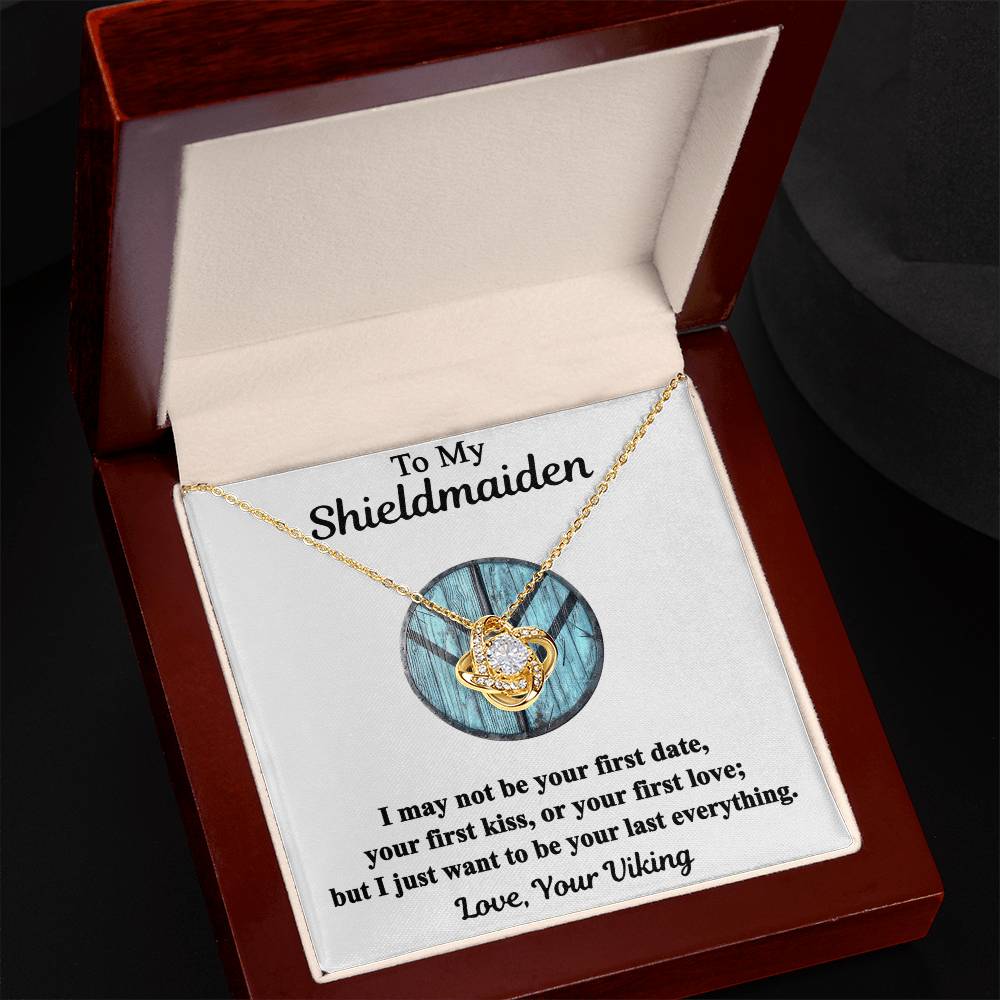 To My Shieldmaiden Necklace From Your Viking - Love Knot Pendant Gift From Wife, Fiancee, To My Shiedmaiden Love Knot Necklace Gift With Message Card and Gift Box, Jewelry Gift Ideas For Women