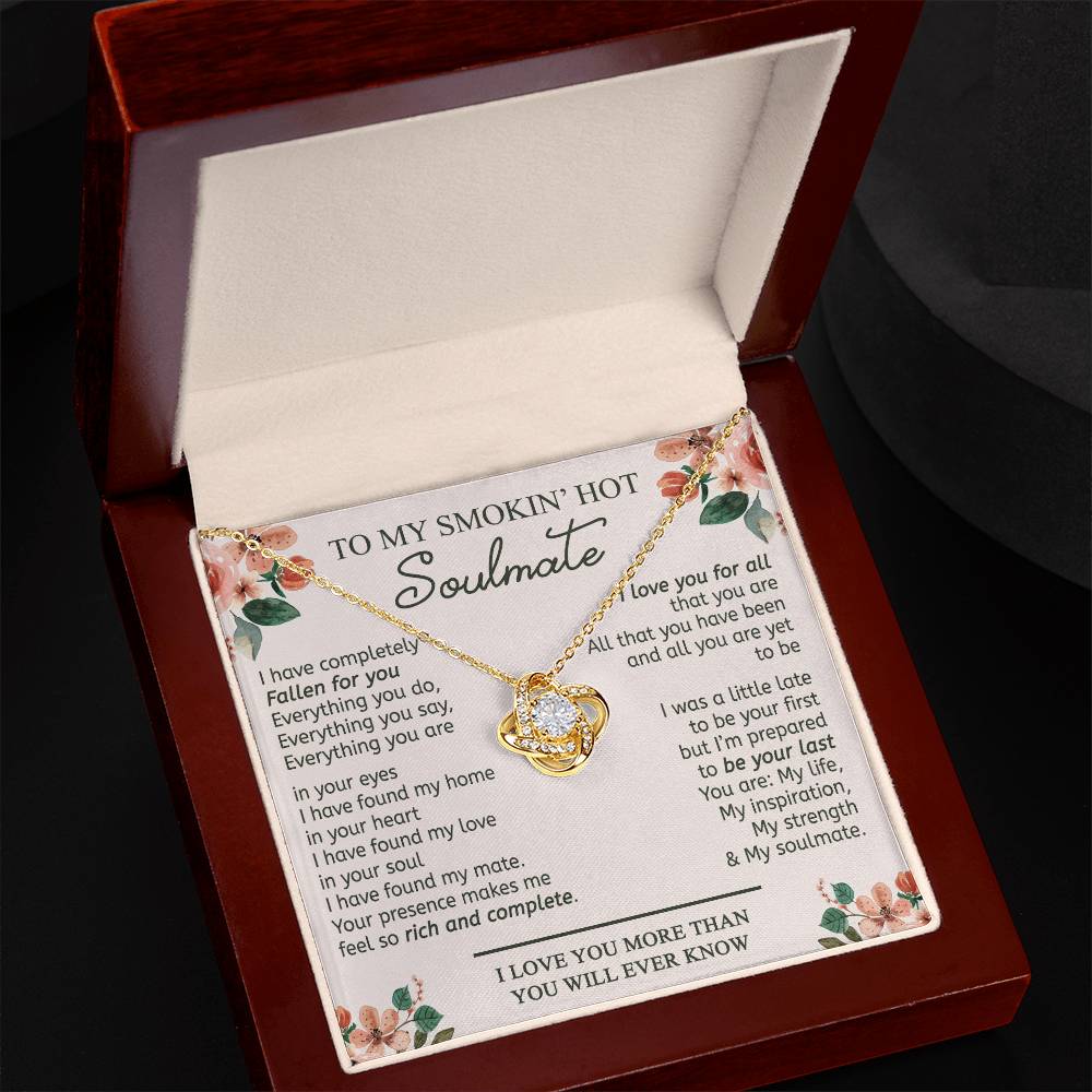To My Smokin' Hot Soulmate Necklace From Husband Birthday Christmas Jewelry Gift For My Wife Love Knot Pendant Gift For Soulmate, Personalized Gift Necklace for Future Wife Soulmate Girlfriend