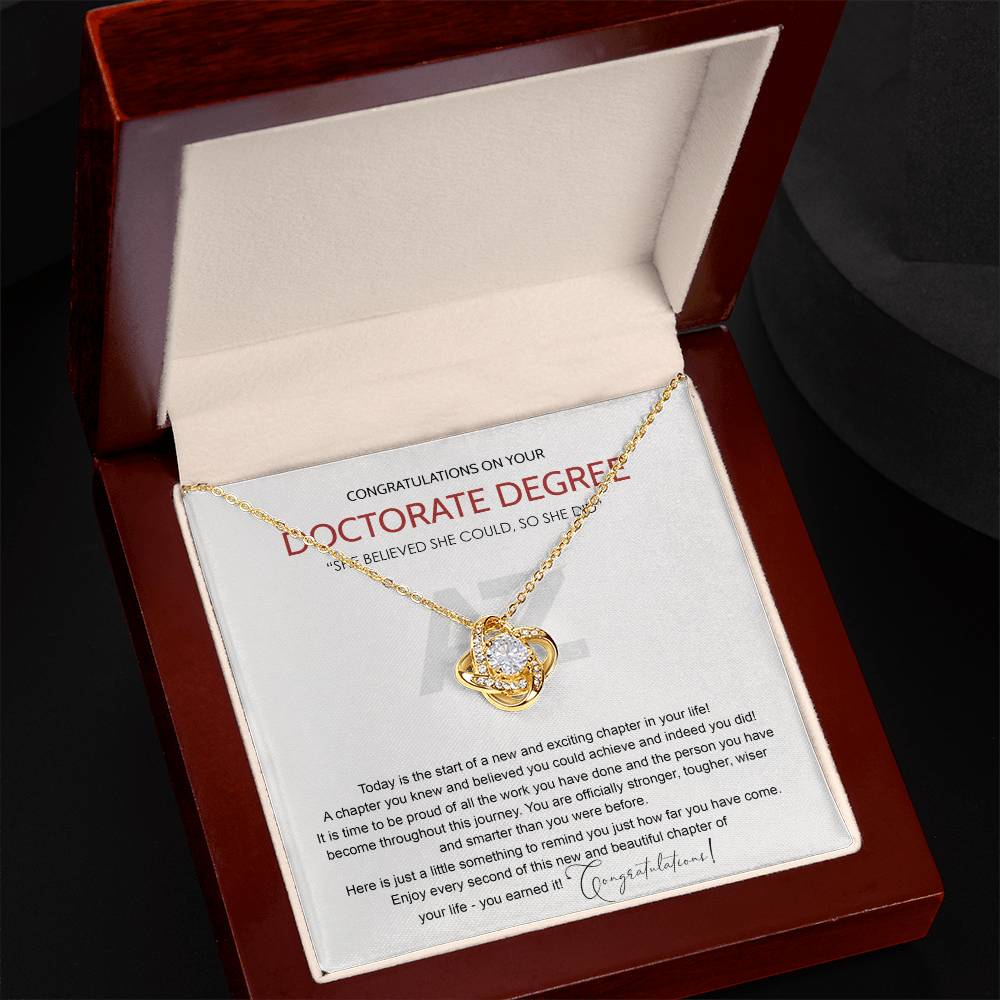 AZGifts Doctorate Degree Graduation Gift Necklace, PhD, Doctoral Graduation Gift, Graduating Doctorate Degree Graduation, With Message Card and Gift Box Necklace Love Knot Necklace chong hj