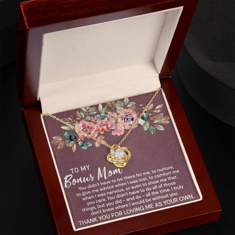 To My Bonus Mom Necklace From Bonus Daughter, Bonus Mom Gift Necklace, Bonus Mother Jewelry For Women, Thank You For Loving Me As Your Own Necklace Gift For Mom On Mothers Day, Anniversary, Birthday