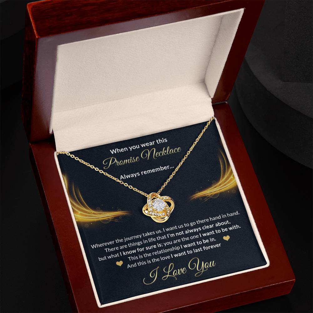 Promise Gift Necklace From Men, Jewelry Gift for Girls, Girlfriend - Promise Love Knot Necklace Gift for Women On Valentines Day, Anniversary, Long Distance Relationship Gifts Love Knot Pendant