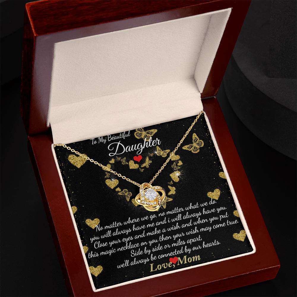 To My Beautiful Daughter Necklace Gift From Mom, Mother And Daughter Gifts Necklace With Message Card And Box, Jewelry Gift For Girls, Daughter On Birthday, Graduation Gift Box and Message Card