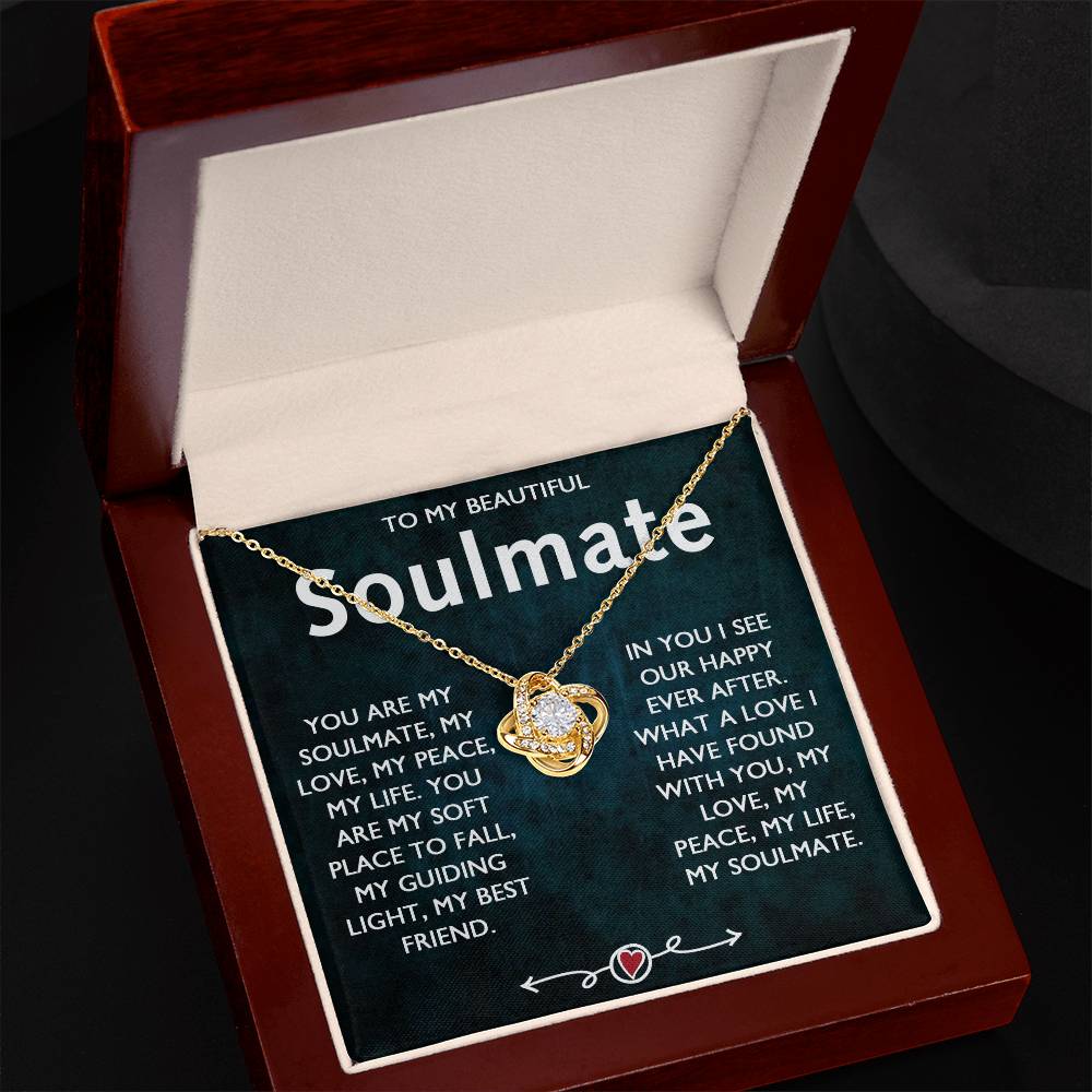 To My Beautiful Soulmate Necklace, Gift Necklace for Soulmate, Love Knot Necklace for Girlfriend, Soulmate Jewelry, Future Wife Gift Necklace, Necklace for Wife from Husband 14k White Gold