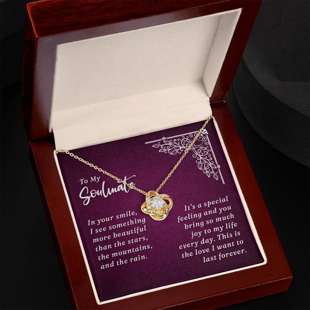 To My Soulmate Necklace From Husband, Boyfriend, Gift Necklace for Soulmate, Love Knot Necklace for Girlfriend, Soulmate Jewelry, Future Wife Gift Necklace, Necklace for Wife 14k White Gold