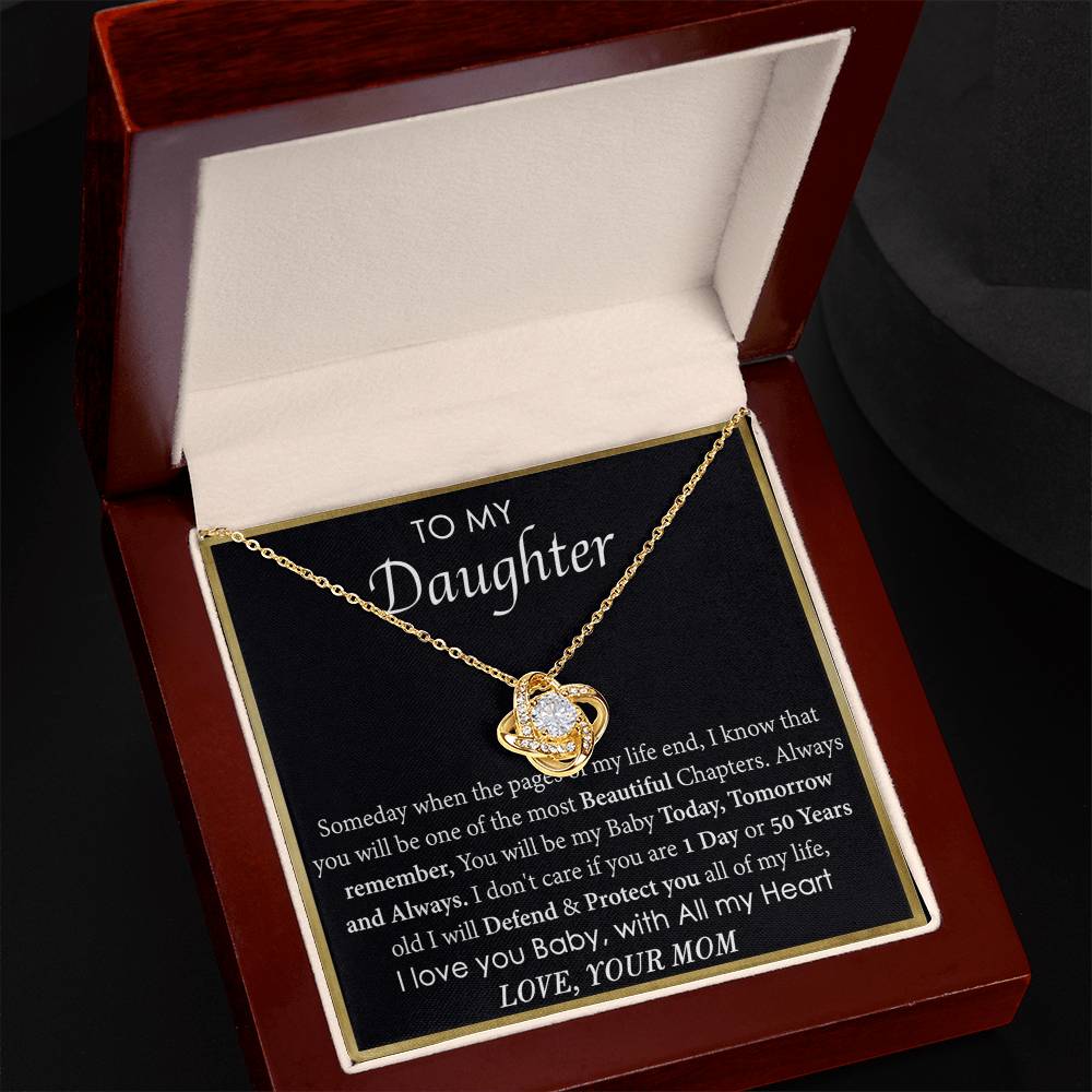 To My Daughter Love Knot Necklace From Mom, Mother Daughter Gift Necklace, To Daughter Pendant Gift From Mom, Little Girl Necklace Pendant I Love You Baby Love Knot Jewelry Gift For Girls