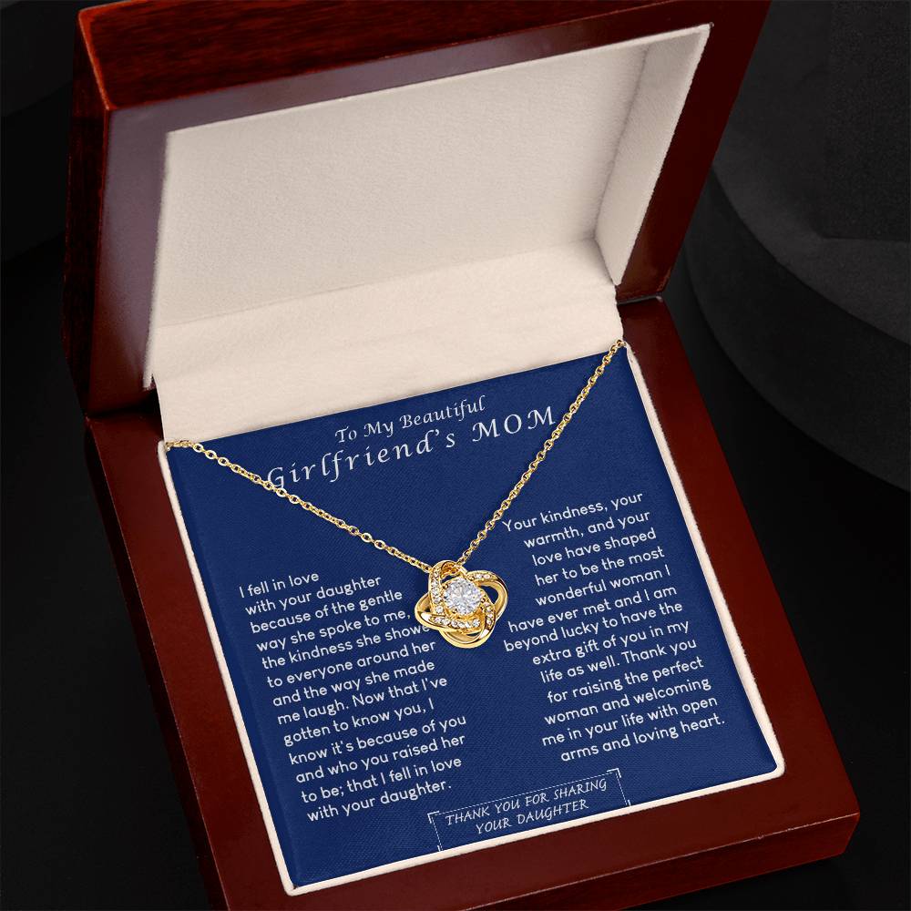 To My Girlfriend's Mom Necklace, Beautiful Girlfriend's Mom Necklace From Daughter Girlfriend's Mom Love Knot Necklace Gift Necklace For Girlfriend's Mom From Daughter Girlfriend's Mom Gift Necklace
