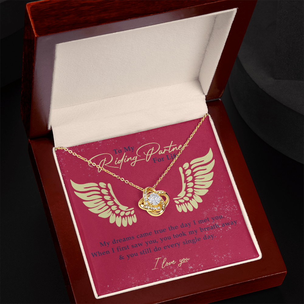 To My Riding Partner for Life Necklace From Husband, Boyfriend, Biker Wife Motorcycle Love Knot Necklace, Jewelry For Women Gift Necklace for Her Romantic Girlfriend Gift Necklace Message Card